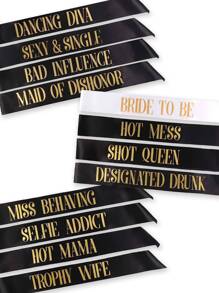Hen Party Bachelore Sash Set (12 Pcs) 1 White Bride To Be Sash Bachelore Sashes For The Bride Tribe - Amazing Bridal Shower Party Favors,Christmas - Multicolor - View 5
