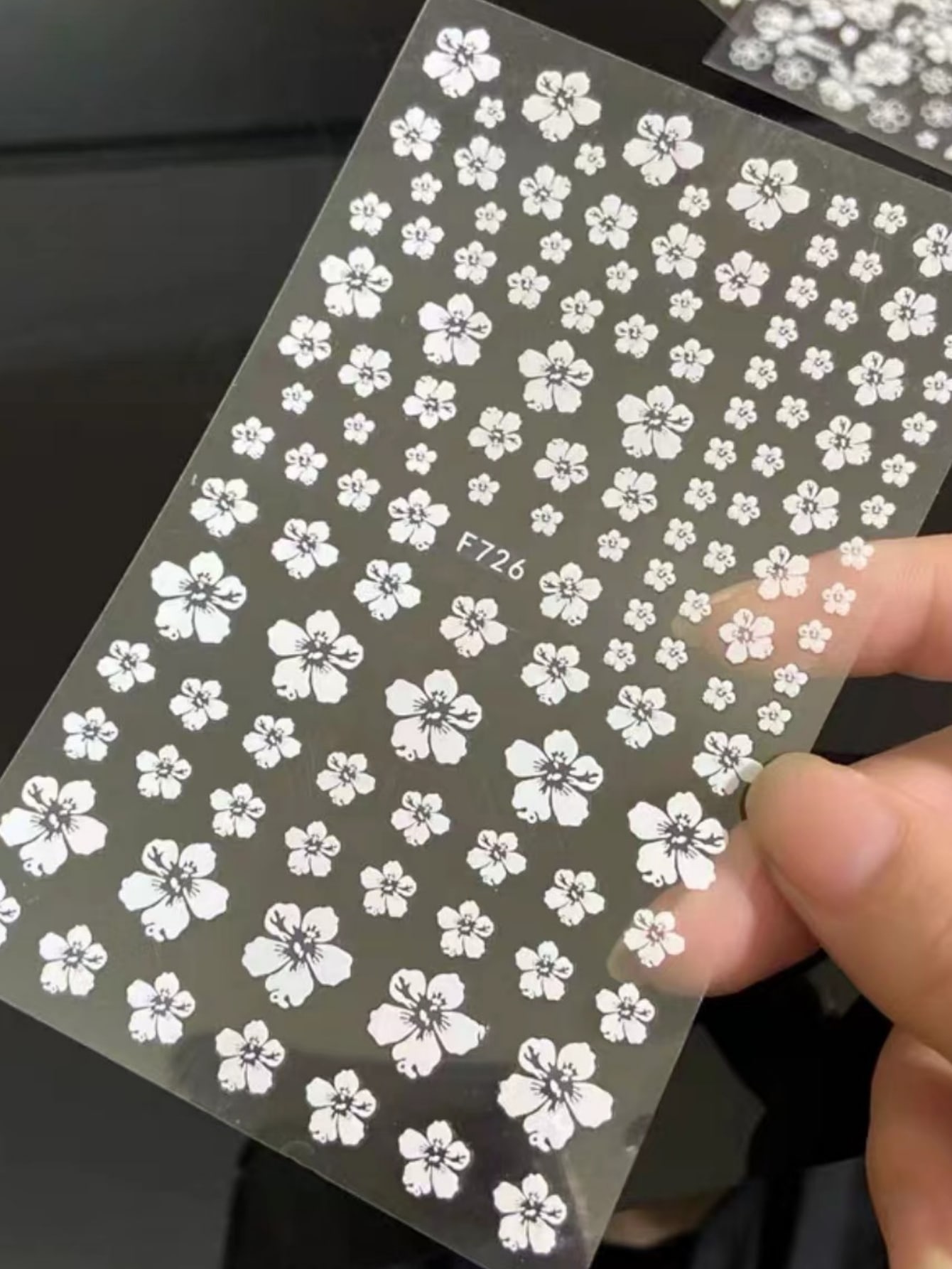 Nail Sticker With 5petal Cherry Blossom 3d Back Glue Design White