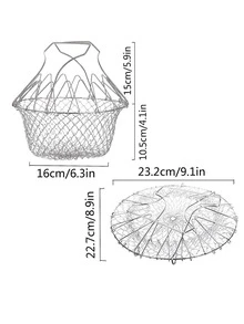 1pc Stainless Steel Fry Basket, Modernist Multifunctional Deep Fryer Basket For Kitchen - Silver - View 5