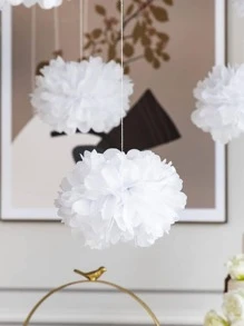 12pcs Paper Pom Poms, Ideal For Decoration Party, Wedding, Outdoor, Birthday, Celebration, Baby Shower Decoration