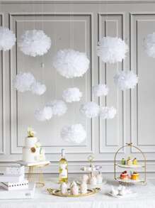 12pcs Paper Pom Poms, Ideal For Decoration Party, Wedding, Outdoor, Birthday, Celebration, Baby Shower Decoration