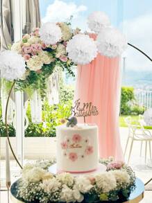 12pcs Paper Pom Poms, Ideal For Decoration Party, Wedding, Outdoor, Birthday, Celebration, Baby Shower Decoration