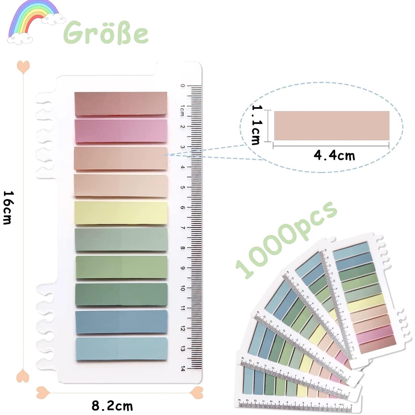 1000 Pack Of Morandi Sticky Markers, Translucent Tabs, Sticky Notes ...