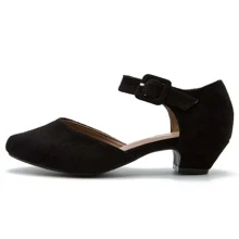 Women's Ankle Strap Closed Toe Low Chunky Heel Dress Work Pumps - màu đen - Xem 8