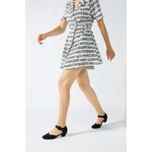Women's Ankle Strap Closed Toe Low Chunky Heel Dress Work Pumps - màu đen - Xem 5