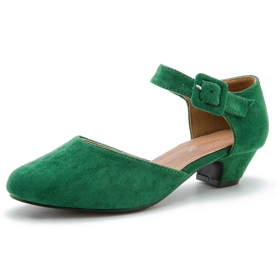 Women's Ankle Strap Closed Toe Low Chunky Heel Dress Work Pumps - 綠色 - 查看 1
