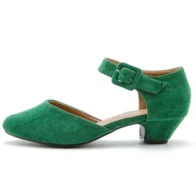 Women's Ankle Strap Closed Toe Low Chunky Heel Dress Work Pumps - 綠色 - 查看 5