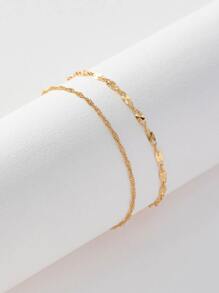 2 piezas/set ajustable simple & elegante delgado con cadena Brazaletes para mujeres