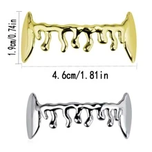 1pc Silver Flame Pattern Unisex Teeth Cap - Silver - View 2