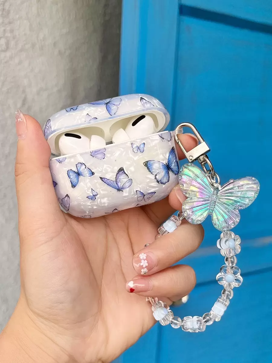 Carcasa con dije con diseño de mariposa compatible con AirPods 1/2 y AirPods Pro
