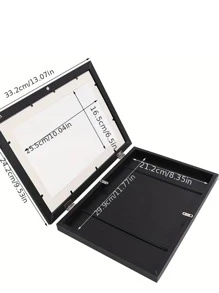 1 件，木制油画收纳盒带翻盖艺术画框开口艺术品相框可更换艺术品展示收纳框用于绘画制作卧室配件房间装饰，磁性翻盖相框 - 黑色 - 查看 7
