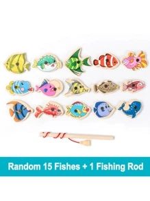 1套木頭磁性垂釣玩具 - 彩色 - 查看 5