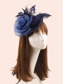 1頂紅茶聚會女士禮帽，肯塔基州頭飾德比禧帽，適用於雞尾酒婚禮 - 藏蓝色 - 查看 2