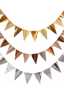 金三角派对三角旗横幅和生日快乐横幅，纸三角彩旗花环装饰，反光镜生日字母横幅，圣诞节 - 2個/套 - 查看 7