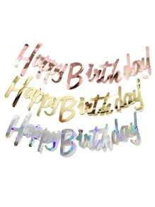 金三角派对三角旗横幅和生日快乐横幅，纸三角彩旗花环装饰，反光镜生日字母横幅，圣诞节 - 2個/套 - 查看 5