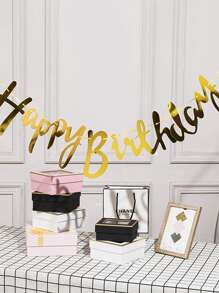 金三角派对三角旗横幅和生日快乐横幅，纸三角彩旗花环装饰，反光镜生日字母横幅，圣诞节 - 2個/套 - 查看 3