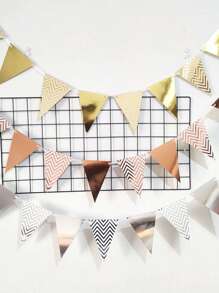 金三角派对三角旗横幅和生日快乐横幅，纸三角彩旗花环装饰，反光镜生日字母横幅，圣诞节 - 2個/套 - 查看 4