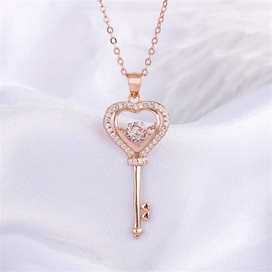 1pc Fashionable Lady Heart-shaped Key Pendant Necklace, A Anniversary ...