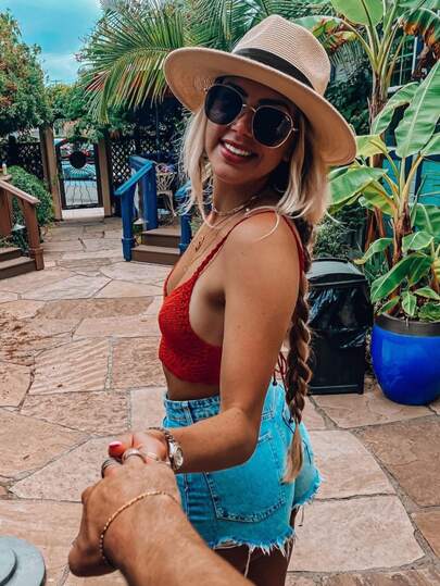 1pc Woven Fedora Hat Suitable For Vacation Wear