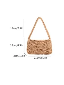 1入塊色卡其色編織肩背包