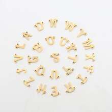 不銹鋼26最初吊墜女性項鍊流行珠子墜飾項鍊適合女士 - 金黃色 - 查看 4