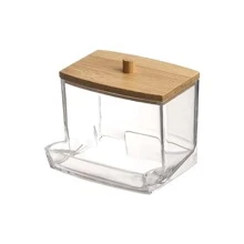1 pieza acrílico transparente algodón almacenamiento frasco , almacenamiento Soporte , transparente Organizador Caja , refinamiento Contenedor , cuarto de baño Accesorios - transparente - Ver 5
