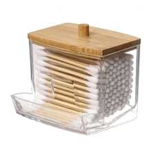 1 pieza acrílico transparente algodón almacenamiento frasco , almacenamiento Soporte , transparente Organizador Caja , refinamiento Contenedor , cuarto de baño Accesorios - transparente - Ver 7