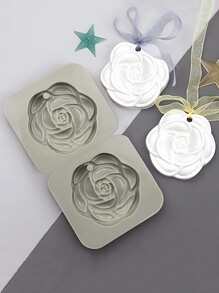 1pc 2-Cavity Aroma Wax Silicone Mold For Diy Car Aromatherapy, Deodorant, Hanging Decoration, Pendant - Grey - View 1