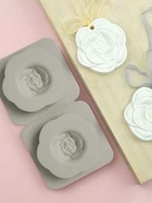 1pc 2-Cavity Aroma Wax Silicone Mold For Diy Car Aromatherapy, Deodorant, Hanging Decoration, Pendant - Grey - View 4