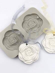 1pc 2-Cavity Aroma Wax Silicone Mold For Diy Car Aromatherapy, Deodorant, Hanging Decoration, Pendant - Grey - View 3