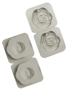 1pc 2-Cavity Aroma Wax Silicone Mold For Diy Car Aromatherapy, Deodorant, Hanging Decoration, Pendant - Grey - View 2