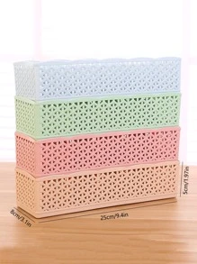 1pc Hollow Random Color Drawer Storage Box, 5 Grid PP Socks Storage Basket For Home - Multicolor - View 5