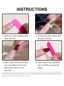 24 piezas Puntas de uñas plata gris longitud mediana fino brillar - Plateado - Ver 3