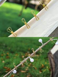 10pcs Mini Lengthened Tent Clip With Press Button Anti-slip Function, Wind Rope Buckle, Tent Fixed Hook For Outdoor Camping Accessory - Rose Red - View 6