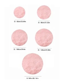 1pc Solid Fuzzy Round Rug, Simple Plush Round Shaped Floor Rug For Bedroom - Pink - View 9