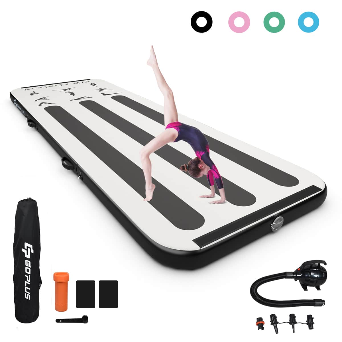 Goplus 10FT Air Track Inflatable Gymnastics Tumbling Mat w/ Pump - Black - View 1