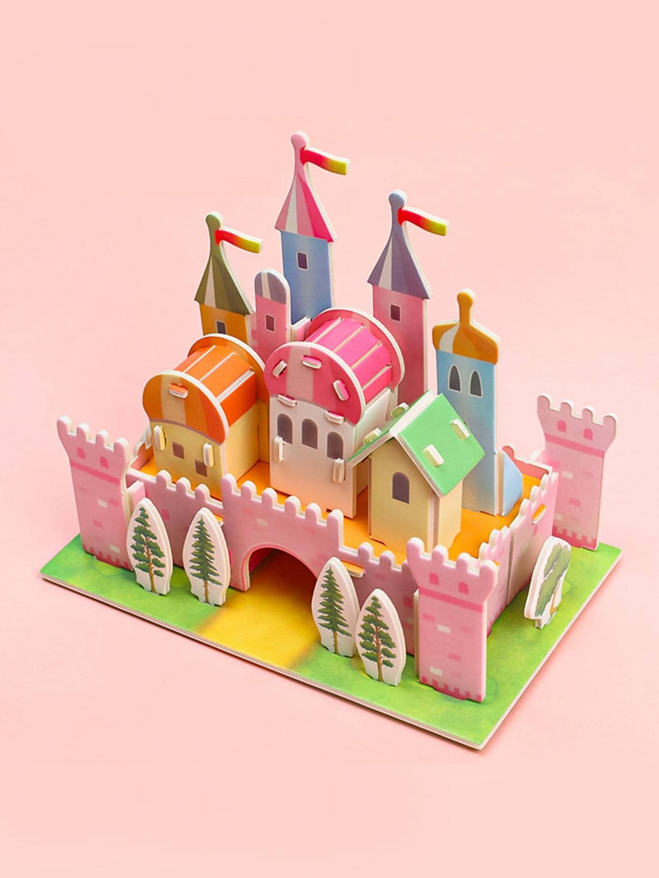 1件套DIY模型組裝彩虹城堡益智玩具適用於孩子們智力發展 - 紅色 - 查看 1