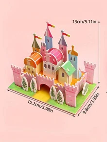 1件套DIY模型組裝彩虹城堡益智玩具適用於孩子們智力發展 - 紅色 - 查看 3