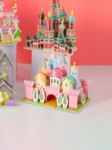 1件套DIY模型組裝彩虹城堡益智玩具適用於孩子們智力發展 - 紅色 - 查看 4