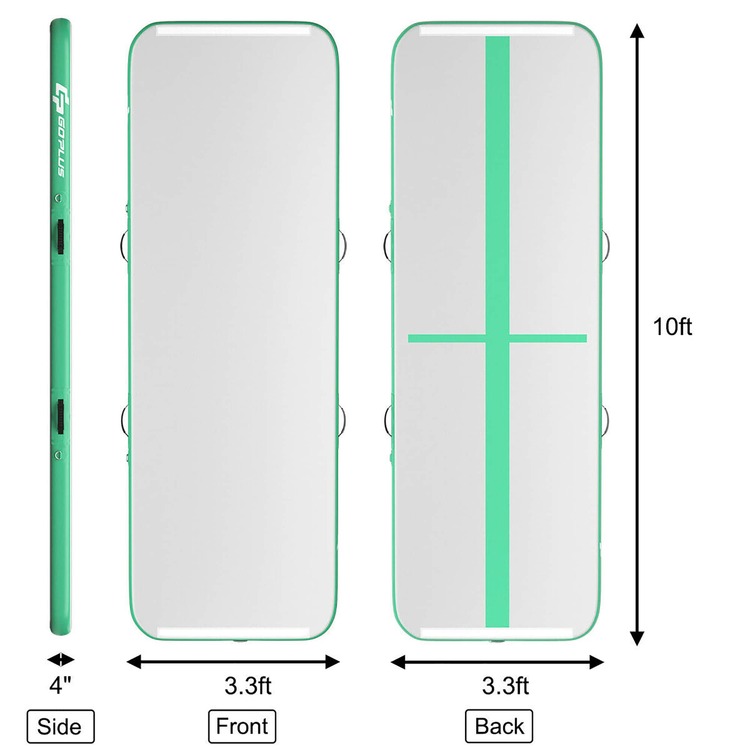 Goplus 10FT Air Track Inflatable Gymnastics Tumbling Mat w/ Pump - Green - View 10