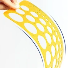1 pieza Regla plantilla de dibujo para hacer bocetos de círculos, óvalos y diseños, reglas - Amarillo - Ver 2