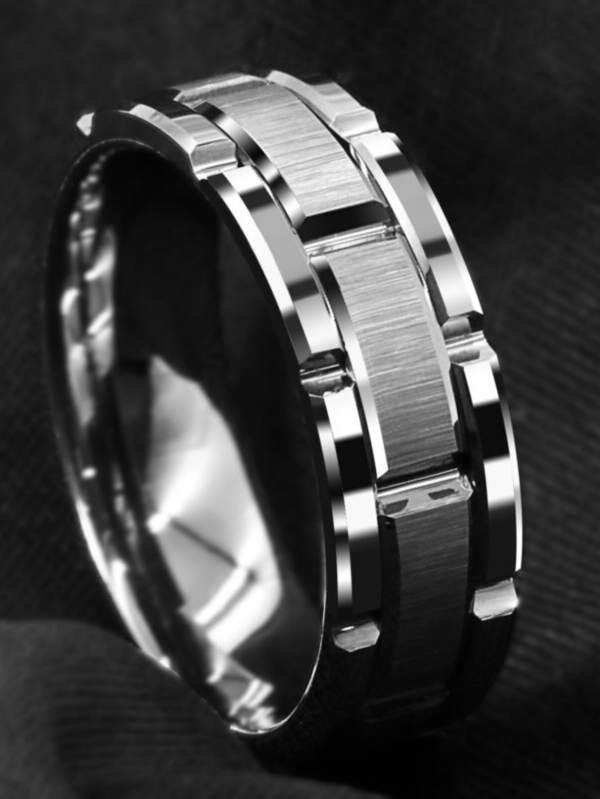 1 pieza moda 8mm de hombres de acero inoxidable anillos color ladrillo diseño Anillo de boda dedo Anillo Bisutería regalo