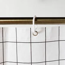 Multi-function Shower Curtain With Storage Pocket, Waterproof Phone Holder Shower Curtain - Black and White - View 8