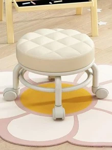 1pc Swivel Caster Roller Short Stool For Home Use Or Shoe Changing - White - View 5