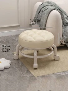 1pc Swivel Caster Roller Short Stool For Home Use Or Shoe Changing - White - View 6