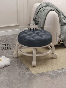 1pc Swivel Caster Roller Short Stool For Home Use Or Shoe Changing - White - View 3