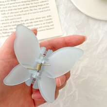 1pc Matte Jelly Color Butterfly Claw Clip For Women, Retro Style For Summer Date - Blue - View 4