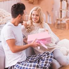 Pink Gift Box, Luxury Magnetic Gift Box with Lid Ribbon Greeting Card Shredded Paper, Gift Packaging Box for Present Birthday Wedding Anniversary Festival - Pink - View 5