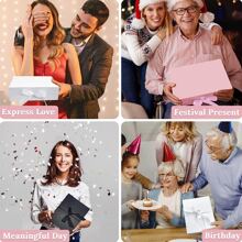 Pink Gift Box, Luxury Magnetic Gift Box with Lid Ribbon Greeting Card Shredded Paper, Gift Packaging Box for Present Birthday Wedding Anniversary Festival - Pink - View 7