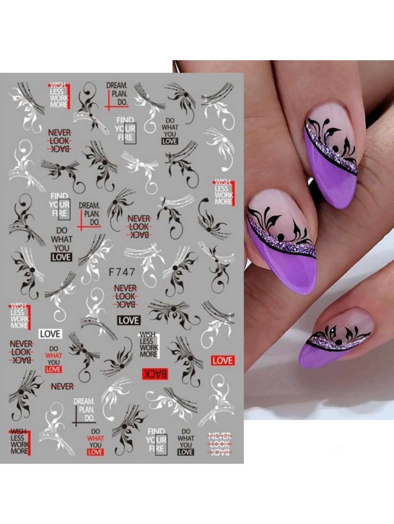 3d Selfadhesive Alphabet Signature Nail Stickers, Waterproof And Long